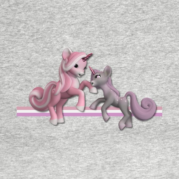 Pink Unicorn mom and Baby by AlondraHanley